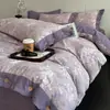 Juego de ropa de cama de cuatro piezas de grado A, engrosado y cepillado, para otoño e invierno, que ofrece una sensación lujosa y de alta gama, adecuado para todas las estaciones