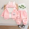 Roupas de Outono para Menina 2025 Primavera e Outono Novo Estilo Moda para Menina Moletom Casual para Menino Conjunto de Três Peças