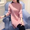 Novo Casaco Suéter de Tricô Feminino Coreano Outono e Inverno 2020 Vestido Longo Gola Meio-alta Suéter Pulôver Solto