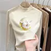 Camada base infantil forrada de fleece, roupa íntima para outono e inverno, camiseta de manga longa com gola alta escovada, top de alta qualidade estilo coreano para meninas