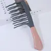Pente de Dentes Ondulados de Duas Fileiras com Dentes Grandes para Cabelos Cacheados, Pente de Dentes Largos Antiembaraço para Alisar Cabelos, Especializado para Cabelos Longos Femininos e Permanentes, Antiestático