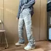 Jeans Americano Retro Transfronteiriço Resistente Desgastado com Linhas Desfiadas Corte Justo Lavado Emagrecedor e que Aumenta a Altura Micro Flare