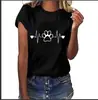 Nova camiseta casual estampada de manga curta solta estilo europeu e americano para mulheres 2