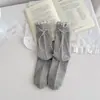 Calcetines para Mujer, Estilo Japonés Dulce y Femenino, Calcetines de Encaje con Lazo, de Media Pantorrilla, Holgados, para Primavera, Verano y Otoño, Algodón Transpirable