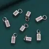 Plata de ley S925 accesorios cuadrados color negro tinta vintage viejo DIY material para manualidades con cuentas joyería colgante de pez pequeño