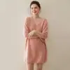 Suave e Aconchegante ~ Estilo Preguiçoso Suéter 100% Caxemira Pura para Mulheres, Suéter de Comprimento Médio com Decote em V e Mangas de Três Quartos, Camisa Base de Malha Solta