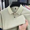 Fábrica Original 100% Algodão Polo Verão Meia-Manga para Meia-Idade Novas Camisetas Casuais Masculinas com Gola e Cor Lisa