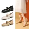 Sapatos Femininos Mary Jane Franceses de Bico Quadrado com Salto Grosso, Novo Estilo de Festa Verão 2025 Salto Médio