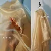 Cor Café Dourado Fio de Cristal Casamento Malha Brilho d'Água Alta Densidade Organza Rígida Tecido de Designer para Roupas Han Feito à Mão