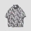 Camisa de manga curta estilo Hong Kong para homens e mulheres Casal Verão Solto Fino Praia Havaiana Floral Meia Manga Camisa de Flor