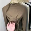 Camiseta Térmica de Cuello Alto Medio para Mujer 2026 Nueva Primavera, Otoño e Invierno Top Cálido de Cachemir Ajustado Camiseta de Manga Larga de Cuello Alto Medio para Mujer