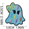 Bolsa de mezclilla y lona con diseño de fantasma de dibujos animados divertido de tema oscuro, parche de aplicación de aplique de parche de hierro bordado para ropa