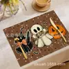 Set Fantasma de Amazon Mantel de Comedor Estilo Occidental Calavera de Terror Ambiente Mantel Decorativo de Comedor Lino Estampado Mantel con Aislamiento Térmico
