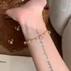 [Ilha de Verão] Azul Marinho Design Versátil de Nicho Pulseira Trançada de Estrela-do-Mar e Concha Azuis Imitação Pulseira Exquisita