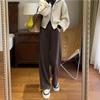 Pantalones de Pierna Recta de Espiga de Lana Acetato Lana para Mujer Pantalones Casuales Rectos Otoño e Invierno Nuevo