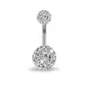 Anillo para ombligo Shambhala de bola con diamantes completos, clavo de ombligo de bola de cerámica suave, joyería para piercing corporal de acero inoxidable 6mm 10mm
