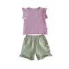 Ropa de Verano para Niñas Clear Goods de 0 a 5 Años, Conjunto de Camiseta de Manga Volante y Shorts de Color Sólido, Ropa de Moda para Bebé Niña