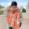 Cachecol de Cashmere Espesso Xadrez Bigodes Curtos Feminino Outono e Inverno Estilo Japonês Fofo ins Estilo Coreano Versátil Fashionável para Estudantes