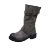 Botines cortos de mujer coreanos con hebilla de cinturón, nuevos para primavera/verano 2026, punta redonda, tacón grueso, versátiles, estilo Martin desértico