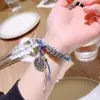 Pulseira Flor Fantasma da Montanha Azul Marinho Moedas dos Cinco Imperadores Pulseira Tecida à Mão Design Étnico para Homens e Mulheres Presente