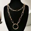 Collar Europeo y Americano Joyería Punk Hip-Hop Aleación Corazón Multicapa Cadena Gruesa Cadena para Suéter Colgante Geométrico de Moda para Mujer