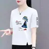Comercio Exterior Transfronterizo Excedente de Stock Marca Grande Ropa de Mamá Camiseta de Manga Corta para Mediana Edad y Personas Mayores Holgada Talla Grande Camiseta de Media Manga