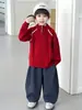 2427 Suéter Meia-Zip para Meninos 2026 Inverno Novo Crianças Bebê Outono Inverno Estiloso Menino Tricô Top Tendência