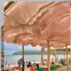 Cortina de Gaze Tendência ao Ar Livre Movida pelo Vento para Decoração de Sombra de Jardim de Infância e Escola, Cortina de Gaze Arco-Íris para o Dia das Crianças