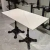Mesa de Comedor Exterior Francesa de Pizarra Mármol con Borde de Acero Inoxidable Mesas y Sillas para Restaurante Occidental Tienda de Té con Leche Cafetería