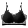 Ropa Interior Transpirable de Verano para Mujer, Camiseta sin Mangas Tubo Ultra Delgada de Seda de Hielo sin Costuras, Sujetador de Tirantes Finos con Espalda Bonita Todo en Uno