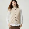 Suéter 100% caxemira pura para mulheres, nova coleção outono/inverno, cor sólida, trança estilo vintage, gola alta, colete cardigã de tricô