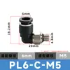 Micro Mini Conector Pneumático Pc4-M3 Rosqueado Passante Cobre Niquelado Conector Rápido Pl6-M5 Curvo Conector de Ângulo Reto