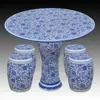 Jingdezhen Cerámica Mesa Taburete Redonda Mesa Antigua Porcelana Azul y Blanca Decoración Balcón Patio Exterior Jardín Mesa Taburete juego
