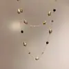 Colar Retrô Longo com Pérolas e Pedra Olho de Tigre Acessórios Femininos Luxo Acessível Corrente de Suéter Pequena Multicamadas Acessórios