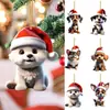 Venta Caliente Transfronteriza Nuevo Colgante de Perro de Dibujos Animados Plano de Acrílico Colgante de Árbol de Navidad Decoración de Árbol de Navidad Colgante Decoración de Navidad