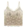 Camisola de renda com decote V e bojo embutido, push-up para seios pequenos, confortável, sexy, linda regata para as costas para mulheres