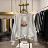 Moletom estiloso, gola redonda, ombro normal, branco e cinza, de nicho, moderno e único, forrado de fleece, para mulheres petite, para outono e inverno