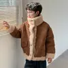 Abrigo de Invierno para Niños Nuevo Reversible Grueso Cálido Chaqueta de Lana de Cordero para Niños y Niñas de 8-12 Años con Piel Integrada