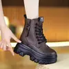 Botas Martin de sola grossa femininas 2026 Outono/Inverno novo estilo com pelúcia quente antiderrapante botas curtas versáteis para pessoas baixas que aumentam a altura botas de cano curto