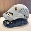 2024 nuevo gorro de visera de cachorro lindo japonés para niños primavera y verano retro mezclilla que combina con todo cara pequeña boina de pintor marea