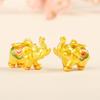 Pingente de elefante de ouro de areia para homens e mulheres, balcão de loja de ouro, mesmo passepartout, cordão de mão com contas, contas de transferência de tinta de cozimento de ouro 3D