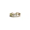 Anillo abierto de flor con circonita cúbica chapado en oro de 14k, un diseño lujoso y elegante para el dedo índice, un accesorio de moda retro y único