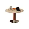 Mesa de Comedor Plegable Retráctil de Losa de Roca Estilo Antiguo, Color Nogal, Madera Maciza, Adecuada para Apartamentos Pequeños, Convertible a Mesa Redonda, Mesa y Sillas Funcionales