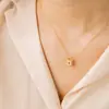 Chihang Joias Moda Transfronteiriça Pingente de Letra Colar Corrente de Pescoço Cadeado de Amor em Aço Inoxidável Colar com Pingente de Letra em Gota de Óleo