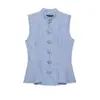 Comercio Electrónico Transfronterizo Estilo Europeo y Americano Ropa de Mujer ZA AliExpress Más Vendido Verano Nueva Llegada Falda Corta a Rayas Chaleco con Dobladillo
