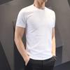 Camiseta Masculina de Manga Curta Slim Camiseta 2024 Verão Fina Cor Pura Básica Top com Camiseta para Usar por Baixo Aparência Emagrecedora