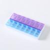 Caixa de medicamentos independente de 14 compartimentos com tampa aberta e dupla fileira para viagens de negócios com caixa de medicamentos semanal portátil em Braille, caixa de subembalagem