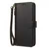 Funda de cuero con cremallera cruzada de color sólido para Apple 18 Pro Max, aplicable transfronteriza, ranura para tarjetas multifuncional, cubierta con soporte anticaída