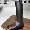 Botas altas de moda para mujer, punta redonda, cuero suave elástico, que aumentan la altura, sin cordones, ajustadas a la pierna, adelgazantes, sencillas, botas largas a la moda