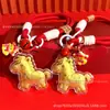 Llavero de la Fortuna de Oro Puro 999 Colgante de Caballo del Zodiaco de Dibujos Animados Regalo Venta al por Mayor Caballo Pequeño de Oro
